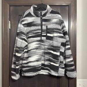 DSG Men’s‎ NWOT XL Sherpa Fleece Pullover Black Gray White Quarter Zip